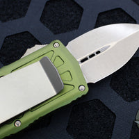 Microtech Exocet Money Clip OTF Knife- Double Edge- OD Green Handle-  Bronze Blade and HW 157-13 OD