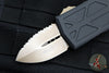 Microtech Exocet Money Clip Out The Front (OTF) Knife- Double Edge- Black With Bronze Full Serrated Blade 157-15