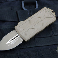 Microtech Exocet OTF Knife/Money Clip- Double Edge- Cerakote Tan Handle- Cerakote Tan Plain Edge 157-1 CTA