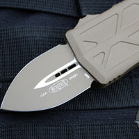 Microtech Exocet OTF Knife/Money Clip- Double Edge- Cerakote Tan Handle- Cerakote Tan Plain Edge 157-1 CTA