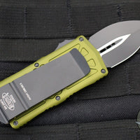 Microtech Exocet OD Green Money Clip Double Edge Out The Front (OTF) Knife With Black Blade 157-1 OD