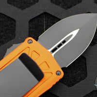 Microtech Exocet OTF Money Clip Auto- Double Edge- Orange Handle- Black Plain Edge Blade 157-1 OR