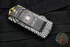 Microtech Exocet Money Clip Double Edge Out The Front (OTF) Knife Source Artwork With Two-Tone Black Blade With Gold Accents