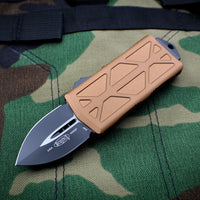 Microtech Exocet Tan Money Clip Double Edge Out The Front (OTF) Knife With Black Blade 157-1 TA