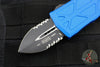 Microtech Exocet Money Clip OTF Knife- Double Edge- Blue Handle- Black Part Serrated Blade 157-2 BL