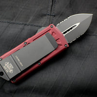 Microtech Exocet Merlot Red Money Clip Double Edge Out The Front (OTF) Knife With Black Part Serrated Blade 157-2 MR