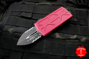 Microtech Exocet Red Money Clip Double Edge Out The Front (OTF) Knife With Black Part Serrated Blade 157-2 RD