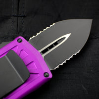 Microtech Exocet Violet Money Clip Double Edge Out The Front (OTF) Knife With Black Part Serrated Blade 157-2 VI