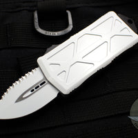 Microtech Stormtrooper Exocet Money Clip Double Edge Out The Front (OTF) Knife White With White Full Serrated Blade and Black HW 157-3 ST