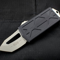 Microtech Exocet Black Wallet Money Clip Tanto Edge Out The Front (OTF) Stonewash Blade 158-10