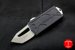 Microtech Exocet Black Wallet Money Clip Tanto Edge Out The Front (OTF) Stonewash Blade 158-10