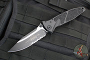 Microtech Socom Elite- Manual Folder- Tactical- Single Edge- Black Handle- Black Part Serrated Blade 160-2 T