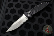 Microtech Socom Elite Auto (OTS)- Single Edge- Black Handle- Stonewash Part Serrated Blade 160A-11