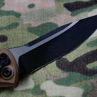 Microtech Socom Elite Auto (OTS) Tan Single Edge Folder Black Part Serrated Blade 160A-2 TA