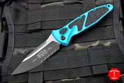 Microtech Socom Elite Auto (OTS) Turquoise Single Edge Folder Black Part Serrated Blade 160A-2 TQ