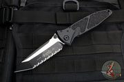 Microtech Socom Elite- Manual Folder- Tanto Edge- Black Handle- Two-tone Black Full Serrated Blade 161-3 T