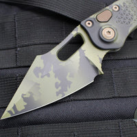 Microtech Stitch OTS Knife- Olive Camo Finished Handle- Olive Camo Plain Edge Blade 169-1 OCS