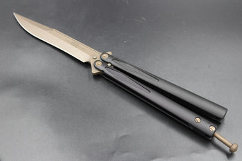 Microtech Tachyon III Butterfly Knife Black with Bronze Blade 173-13