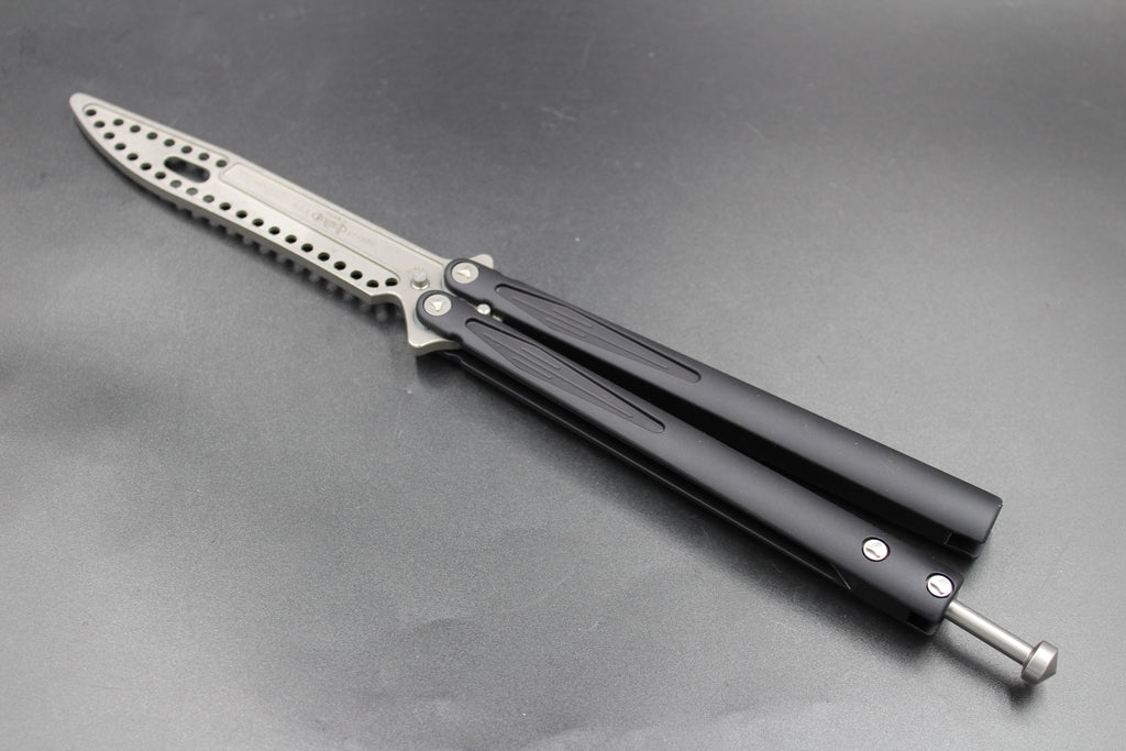 Microtech Tachyon III Trainer Butterfly Knife Black with Apocalyptic B ...