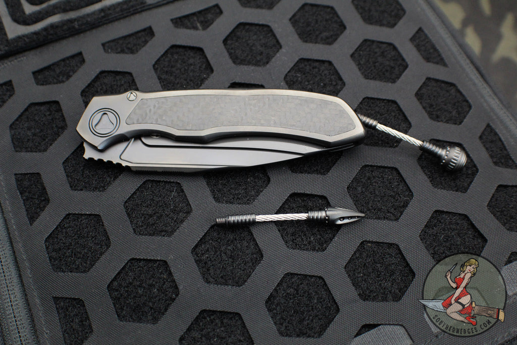 Microtech Landyard Microtech Anax- Black DLC Single Edge- DLC Finished Titanium Handle wi ...