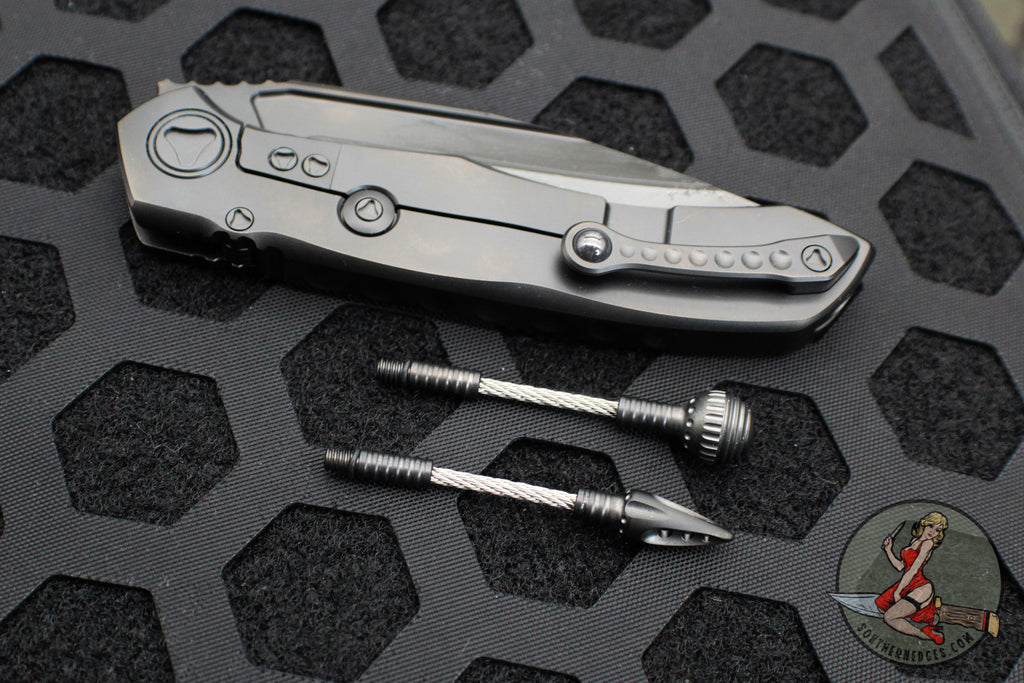 Microtech Landyard Microtech Anax- Black DLC Single Edge- DLC Finished Titanium Handle wi ...
