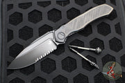 Microtech Anax- Black DLC Single Edge- DLC Finished Titanium Handle with Carbon Fiber Inlay- Part Serrated Blade- Dual Lanyard 190C-2 DLCTCFTI