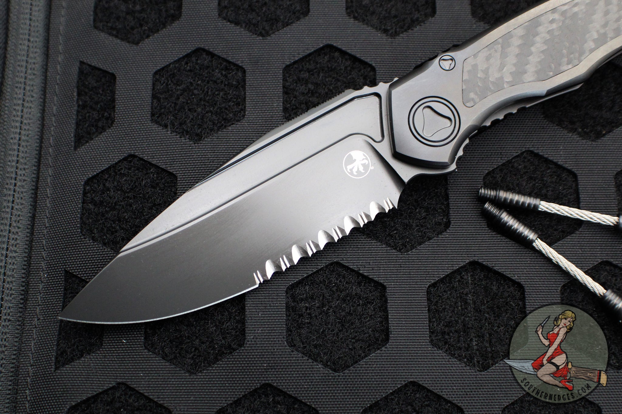 Microtech Landyard Microtech Anax- Black DLC Single Edge- DLC Finished Titanium Handle wi ...