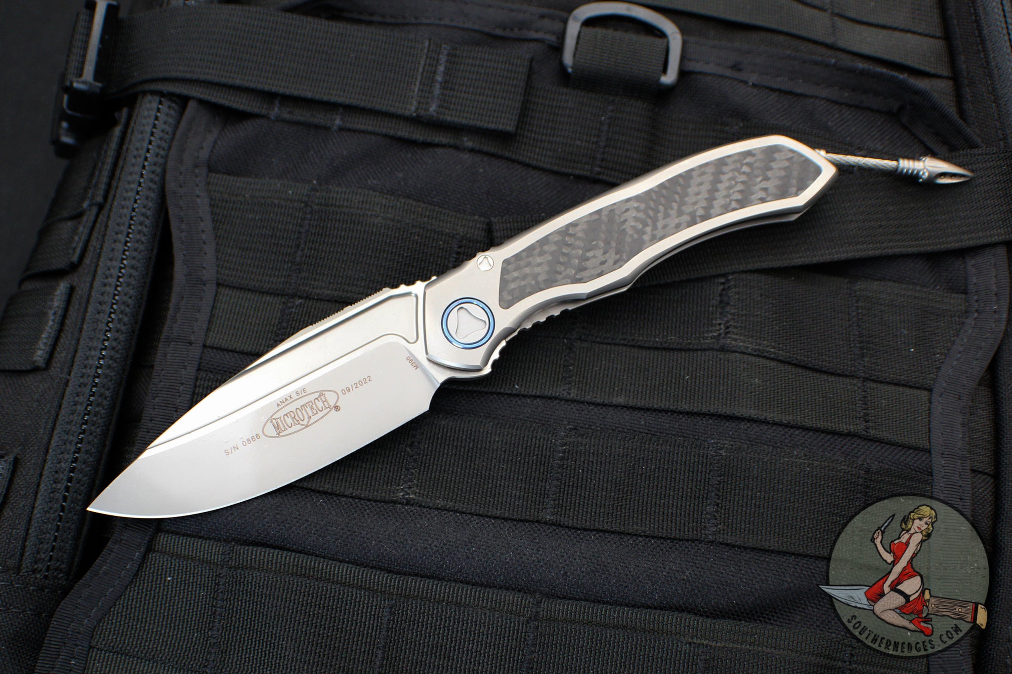 Microtech Anax- Bead Blast Single Edge- Bead Blast Finish Titanium Han ...