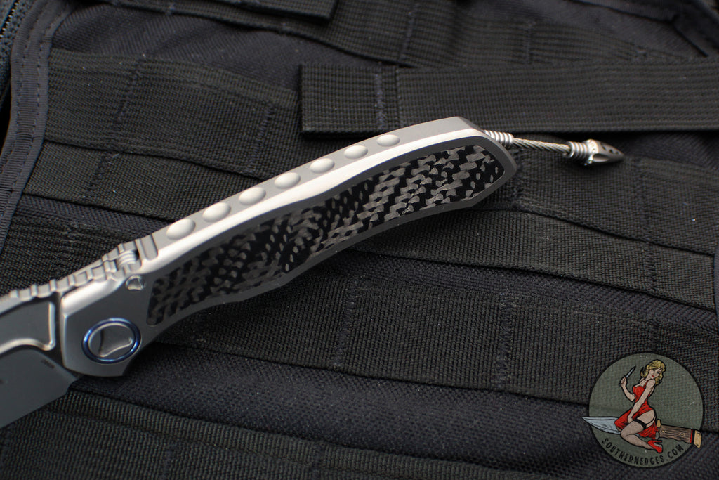 Microtech Anax- Bead Blast Single Edge- Bead Blast Finish Titanium Han ...