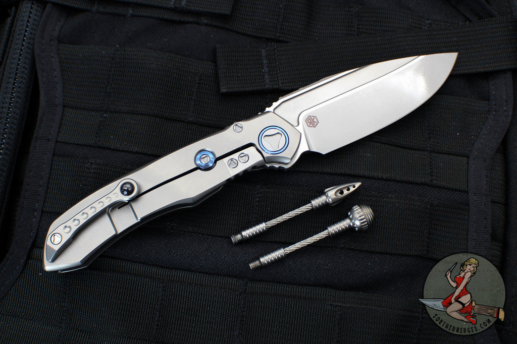 Microtech Anax- Bead Blast Single Edge- Bead Blast Finish Titanium Han ...