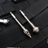 Microtech Anax- Bead Blast Single Edge- Bead Blast Finish Titanium Handle with Carbon Fiber Inlay- Blue Pivot Collar- Dual Lanyard 190C-7 CFITI