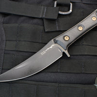 Microtech SBK Single Edge Signature Series Fixed Blade- Borka Collaboration- Carbon Fiber Handle Scales With Black DLC Blade 200-1 DLCCFS