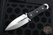 Microtech Borka SBD Fixed Blade- Double Edge- Black Handle- Stonewash Fixed Blade 201-10