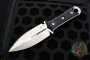 Microtech SBD Double Edge Dagger Borka Collaboration Stonewash Full Serrated Fixed Blade 201-12