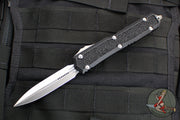Microtech Makora- Double Edge- Black Handle- Stonewash Plain Edge 206-10 S