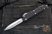 Microtech Makora- Double Edge- Black With Stonewash Part Serrated Edge 206-11 S