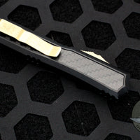 Microtech Makora- Double Edge- Black Handle With Carbon Fiber Inlay- Bronzed Plain Edge 206-13 CFIS