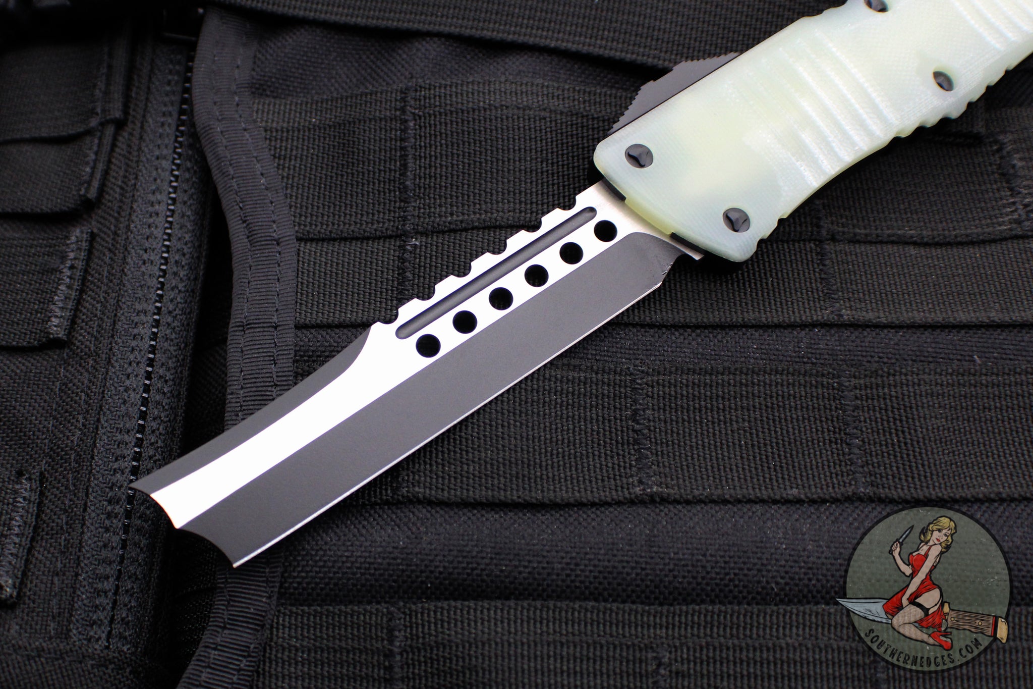 Microtech Combat Hellhound Razor OTF Knife- Jade Green G-10 Top- Black ...