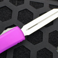 Microtech Ultratech OTF Knife- Spartan Edge- Violet Handle- Stonewash Plain Edge 223-10 VI