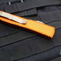 Microtech Ultratech OTF Knife- Spartan Edge- Orange Handle- Bronzed Apocalyptic Blade 223-13 APOR