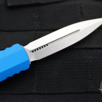 Microtech Dirac OTF Knife- Double Edge- Blue Handle- Stonewash Blade HW 225-10 BL