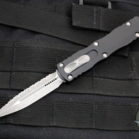 Microtech Dirac OTF Knife- Double Edge- Black Handle- Apocalyptic Full Serrated Blade 225-12 AP