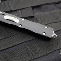 Microtech Dirac Black Double Edge OTF Knife Stonewash Full Serrated Blade HW 225-12