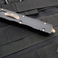 Microtech Dirac OTF Knife- Double Edge- Black with Bronzed Apocalyptic Blade HW 225-13 AP