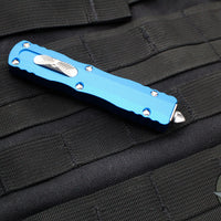 Microtech Dirac OTF Knife- Double Edge- Blue Handle- Satin Blade 225-4 BL