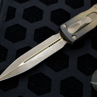 Microtech Dirac Delta OTF Knife- Double Edge- Antique Bronze- Bronze Apocalyptic Blade 227-13 APABS