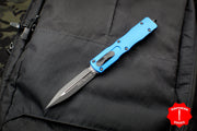 Microtech Dirac Delta Blue Double Edge OTF Knife Black Blade 227-1 BL