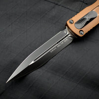 Microtech Dirac Delta OTF Knife- Double Edge- Tan Handle- Black Plain Edge Blade 227-1 TA