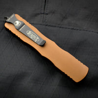 Microtech Dirac Delta OTF Knife- Double Edge- Tan Handle- Black Plain Edge Blade 227-1 TA