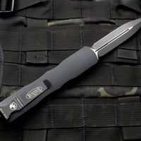Microtech Dirac Delta OTF Knife- Double Edge- Tactical- Black Handle- Black Plain edge Blade- Black HW 227-1 T